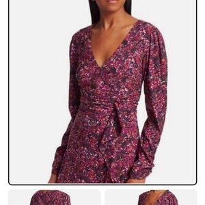 Parker Pink Alison Floral Long Sleeve Ruffle Dress